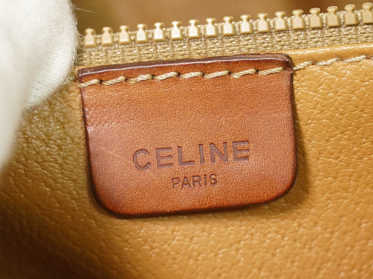 Celine Vintage Macadam Canvas And Leather Beige Canvas Shoulder Bag Bag (Pre-Owned)