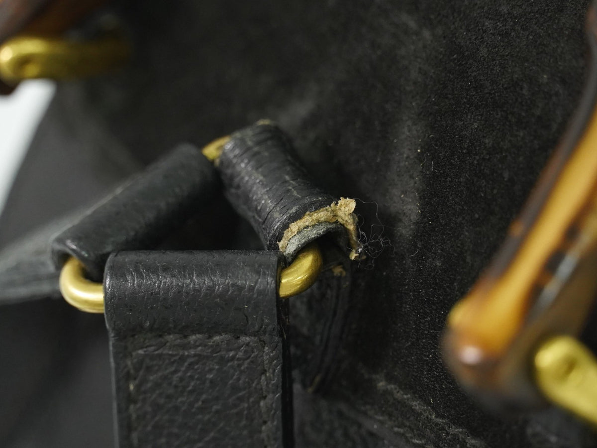 Gucci Vintage Bamboo Suede Black Suede Backpack Bag (Pre-Owned)