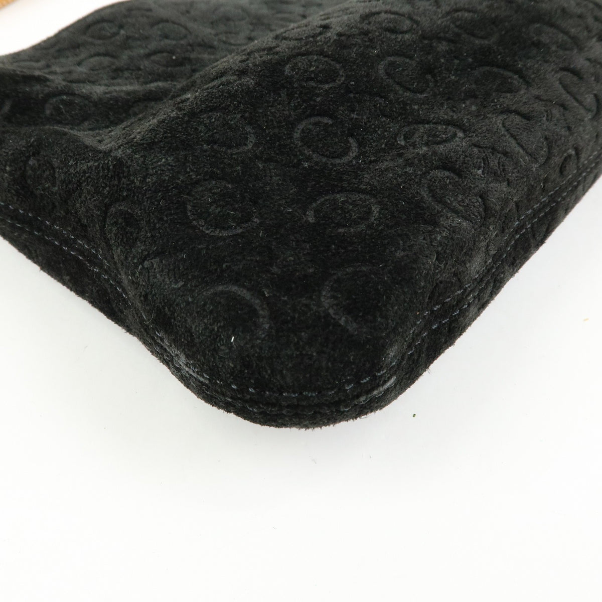 Celine C Macadam Shoulder Suede Black Suede Handbag (Pre-Owned)