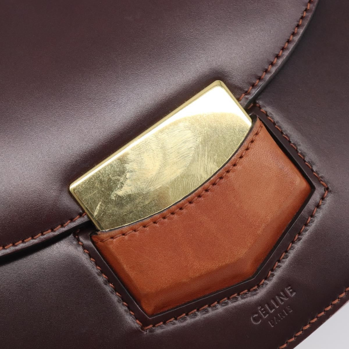 Celine Trotteur Calfskin Brown Leather Crossbody Bag Bag (Pre-Owned)