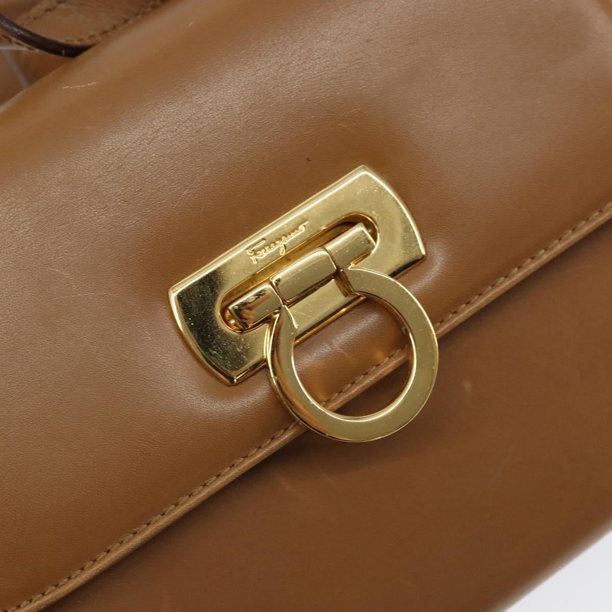 Salvatore Ferragamo Gancini Leather Brown Leather Shoulder Bag Bag (Pre-Owned)