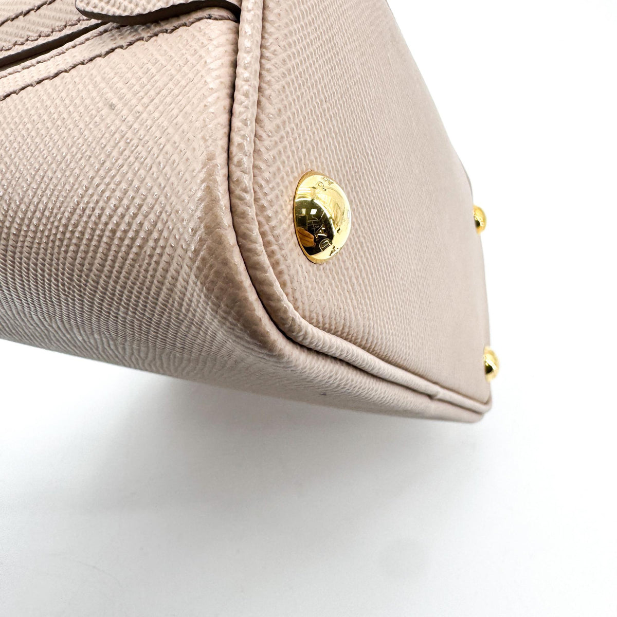 Prada Matinee Top Handle Saffiano Leather Beige Leather Handbag (Pre-Owned)
