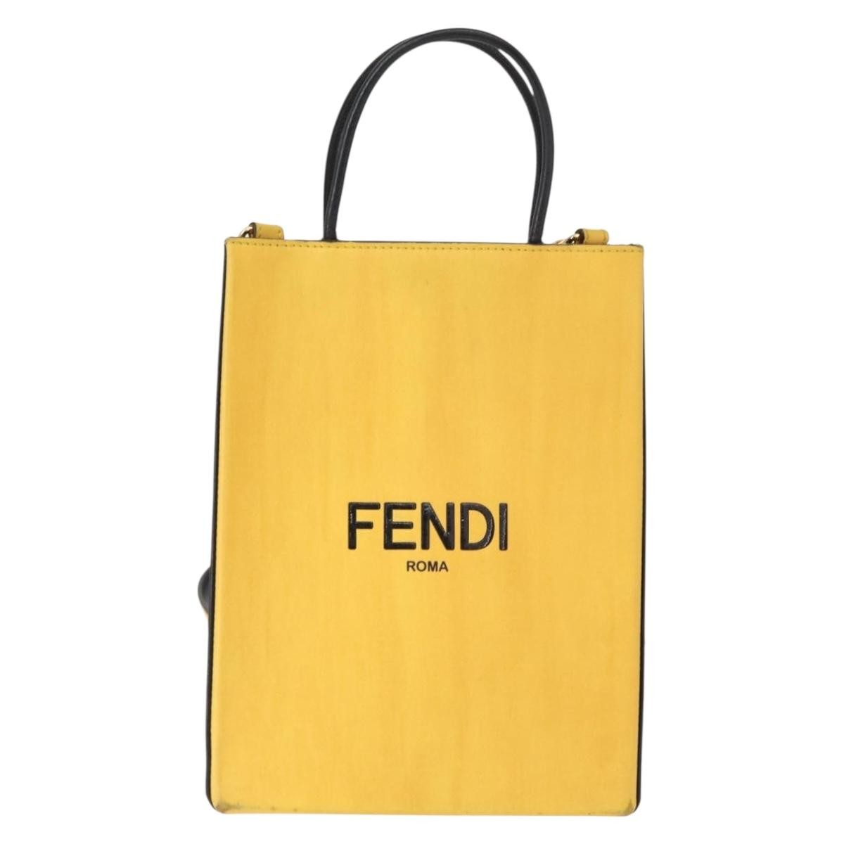 Fendi Pack Shopping Tote Leather Yellow Leather Handbag (Pre-Owned)