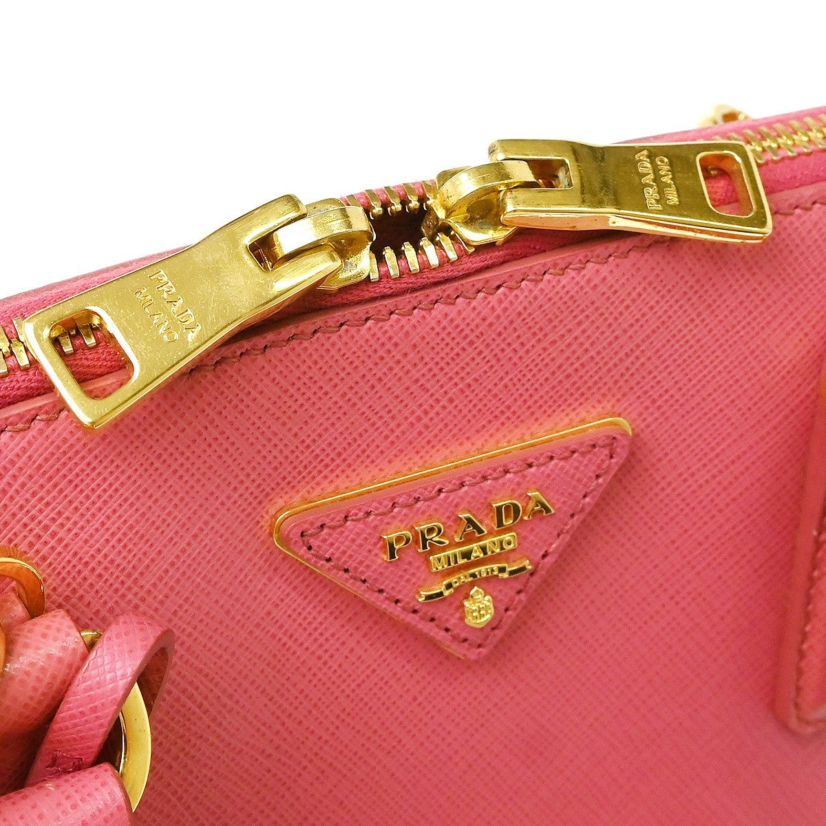 Prada Promenade Saffiano Pink Leather Handbag (Pre-Owned)