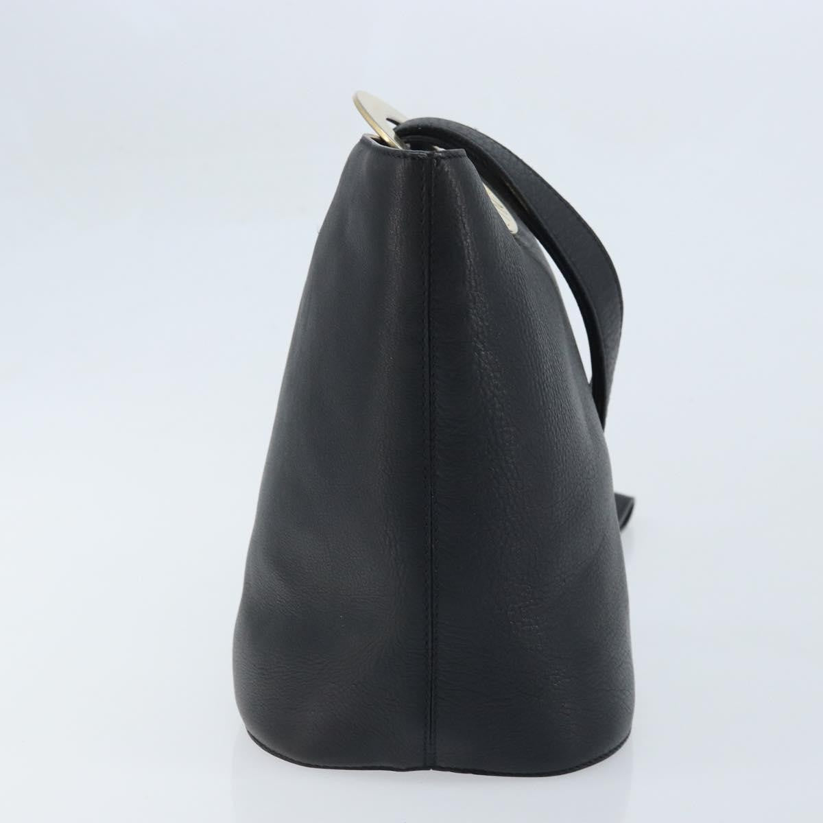 Celine Circle Logo Leather Black Leather Handbag (Pre-Owned)