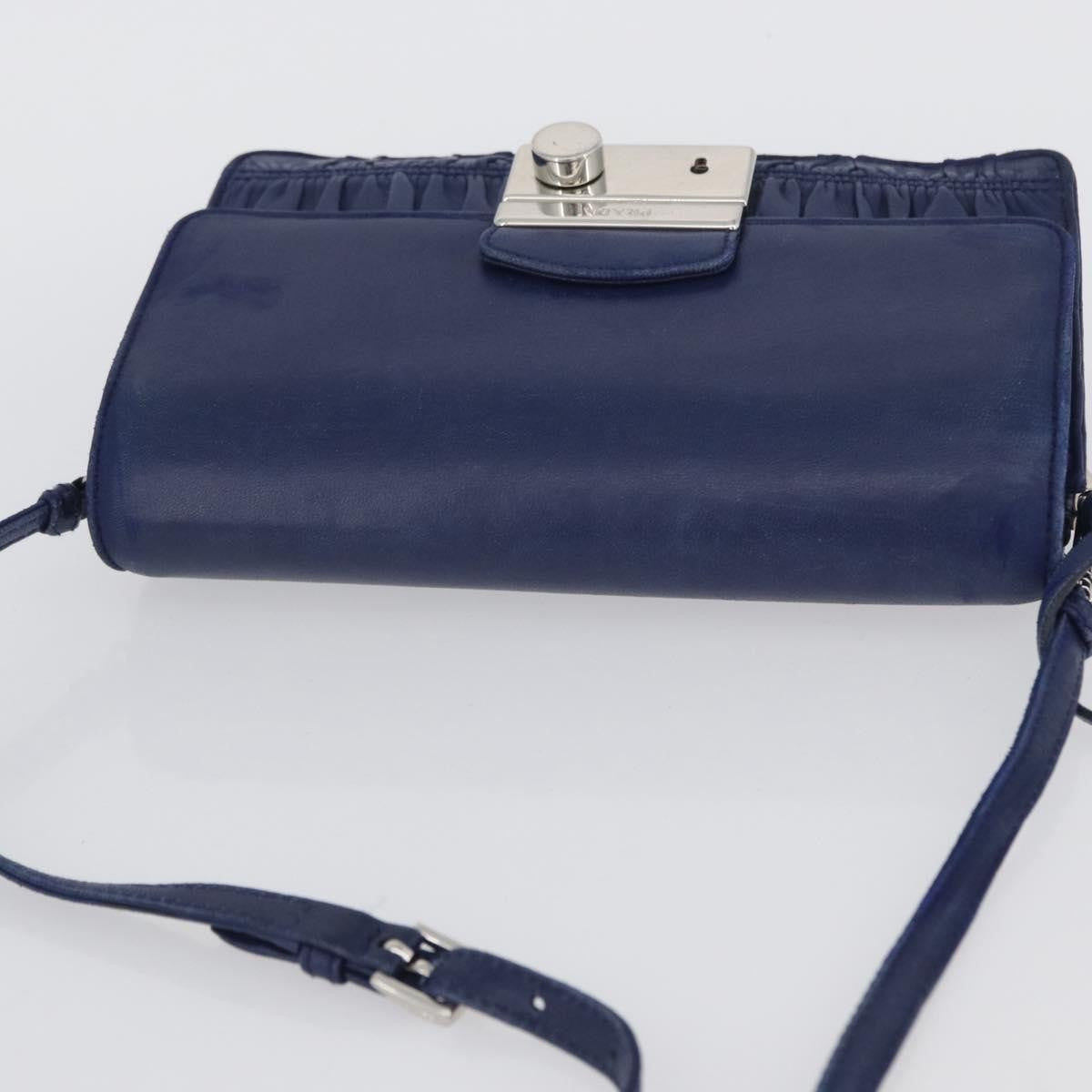 Prada Gaufre Flap Nappa Leather Blue Leather Shoulder Bag Bag (Pre-Owned)