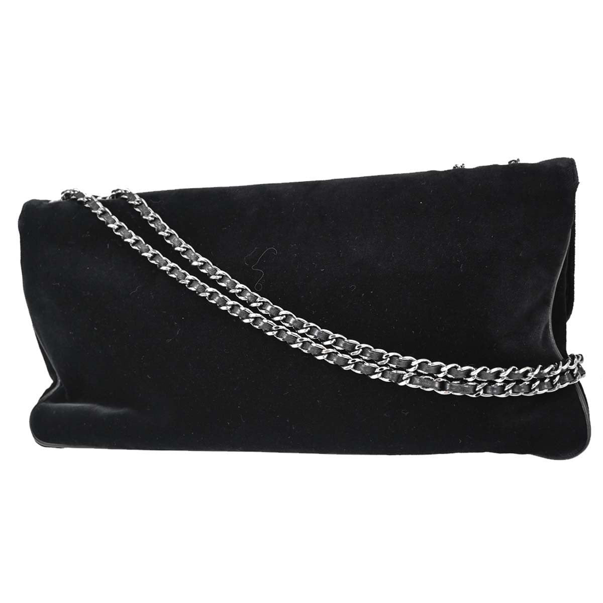Chanel Giant Mademoiselle Lock Chain Velvet Black Velvet Shoulder Bag Bag (Pre-Owned)