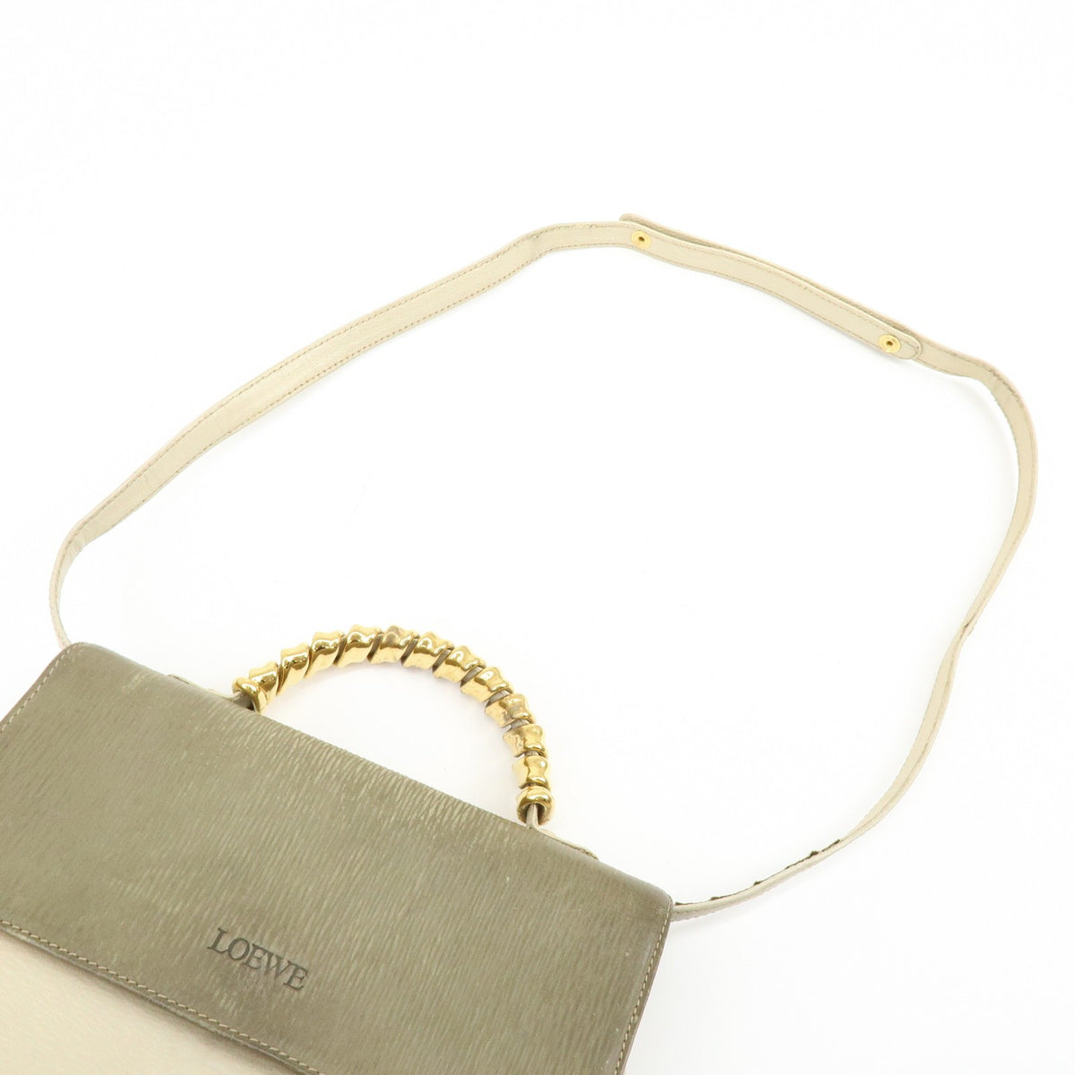 Loewe Vintage Velazquez Top Handle Leather Beige Leather Handbag (Pre-Owned)