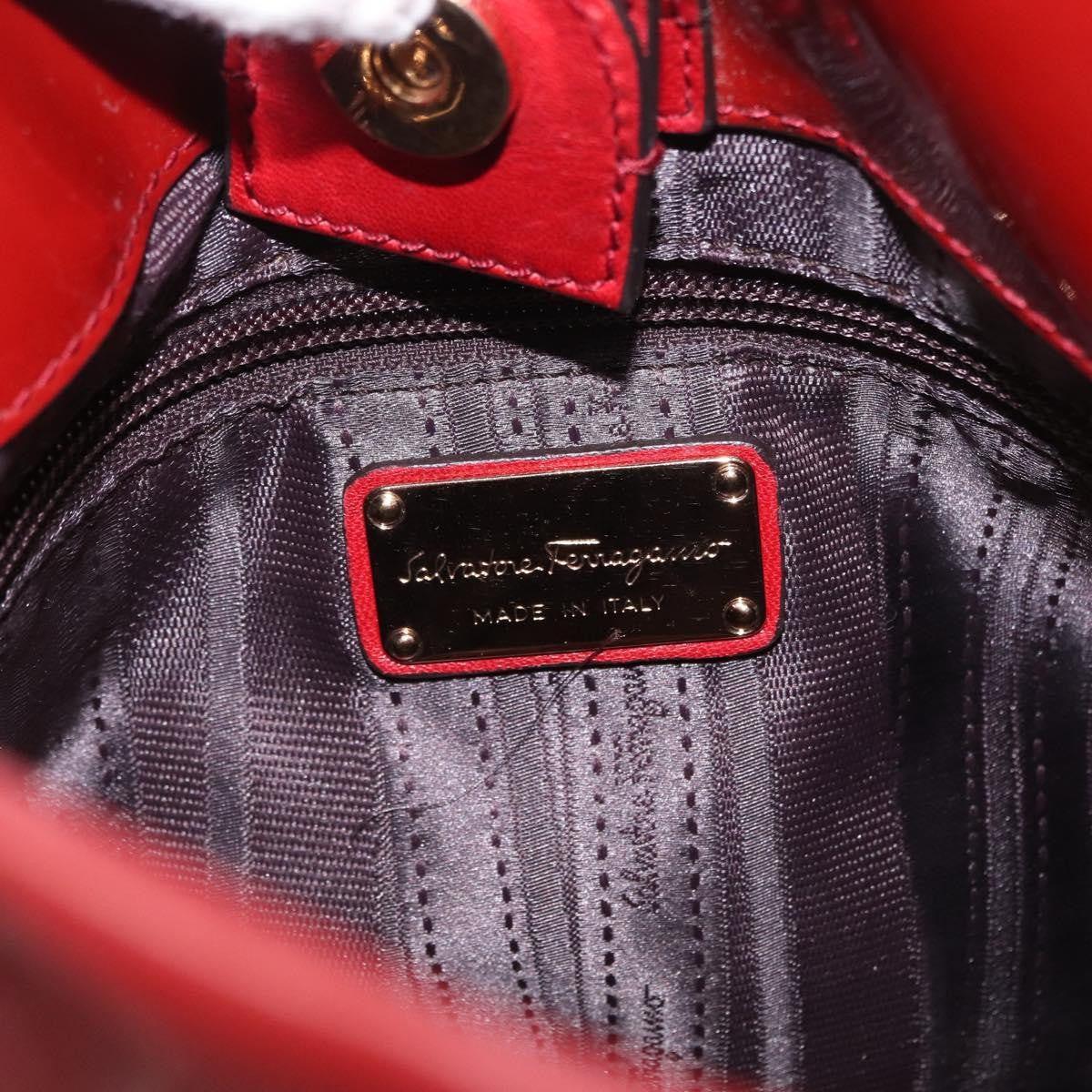Salvatore Ferragamo Vala Tote Leather Red Leather Tote Bag Bag (Pre-Owned)