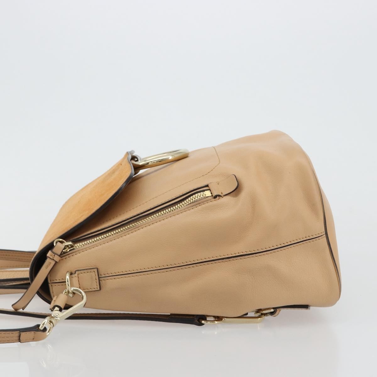 Chloe Faye Suede With Applique Beige Leather Backpack Bag (Pre-Owned)
