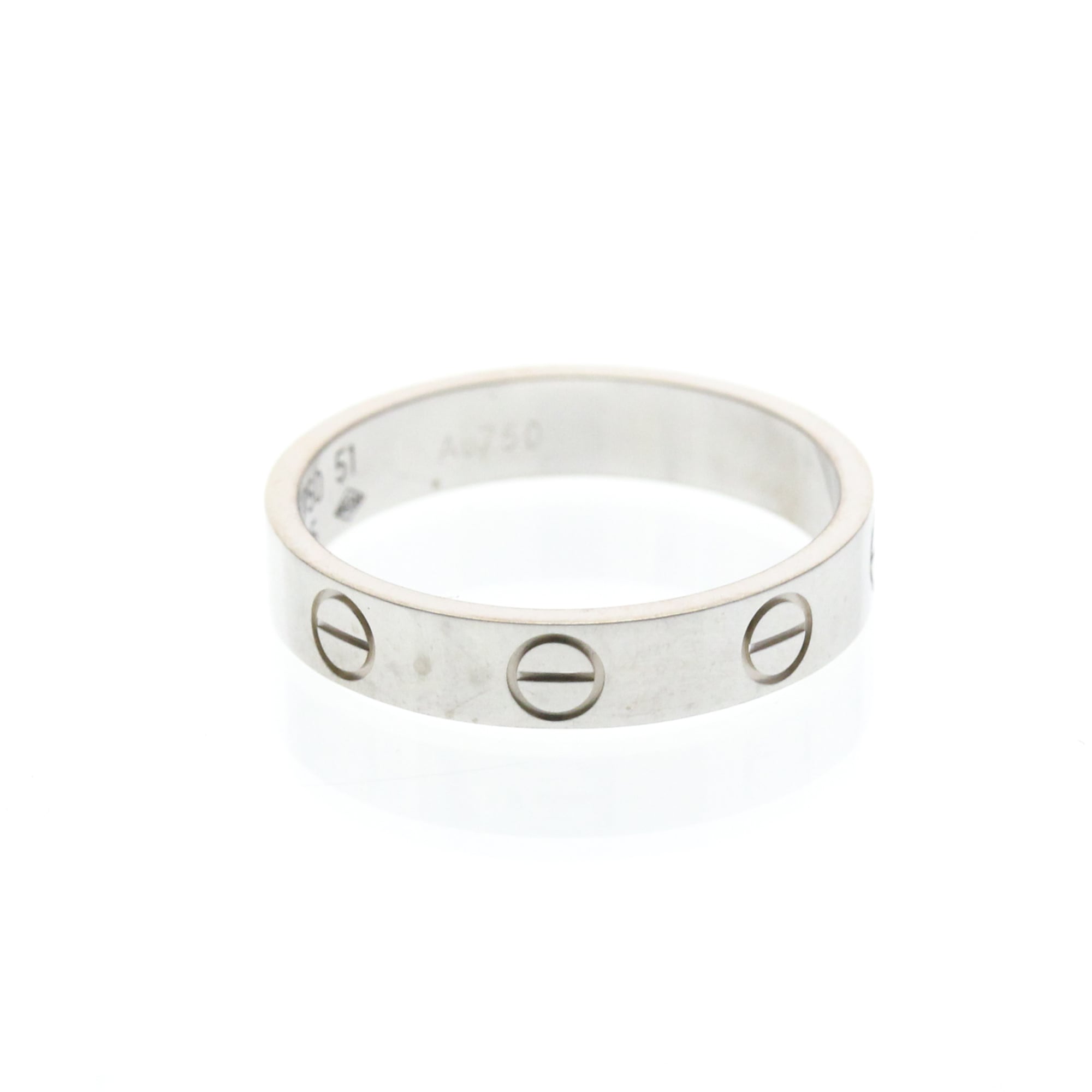 Cartier Love Band 18K White Gold Silver White_Gold Ring Jewelry (Pre-Owned)