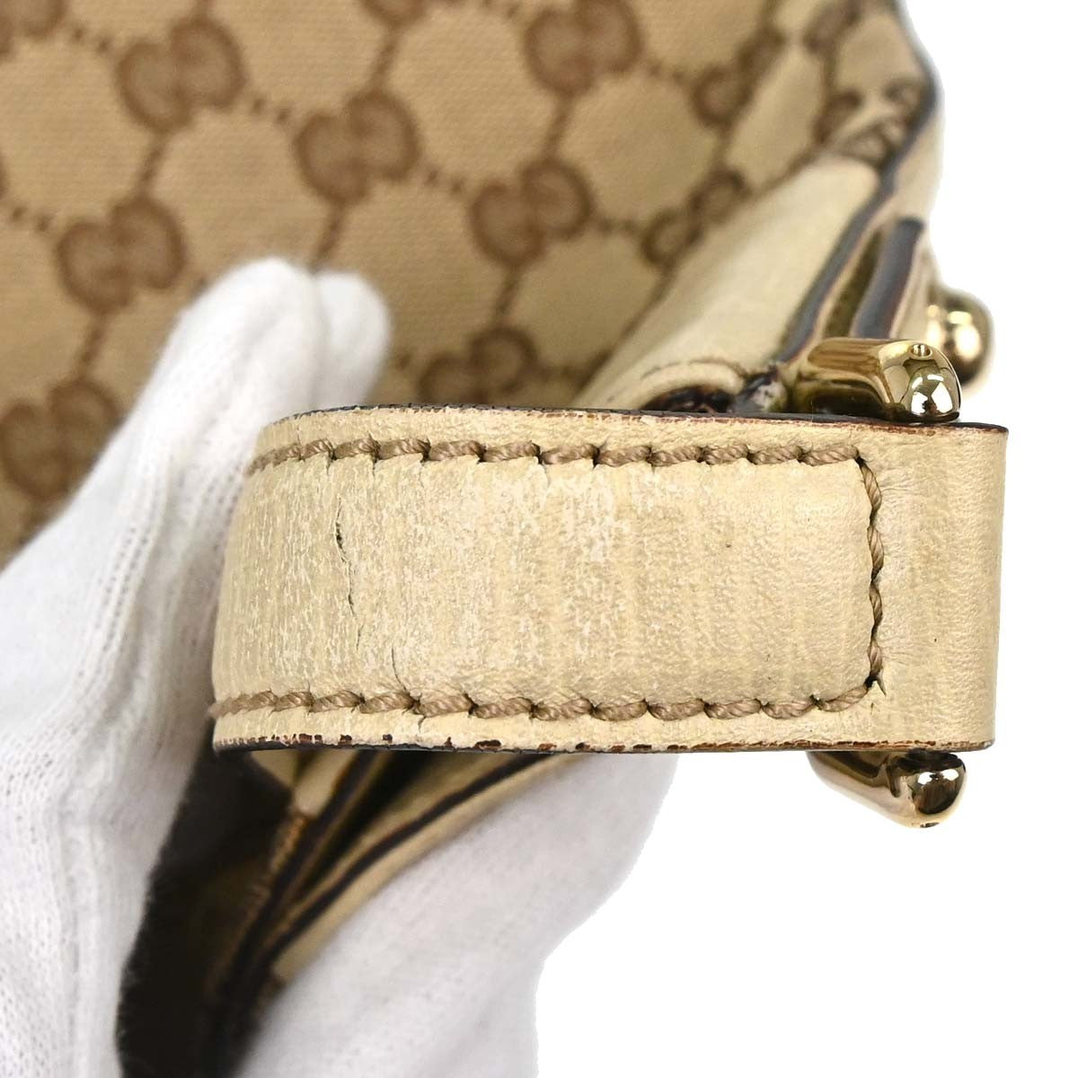Gucci Horsebit Canvas Beige Canvas Clutche & Pouche Bag (Pre-Owned)