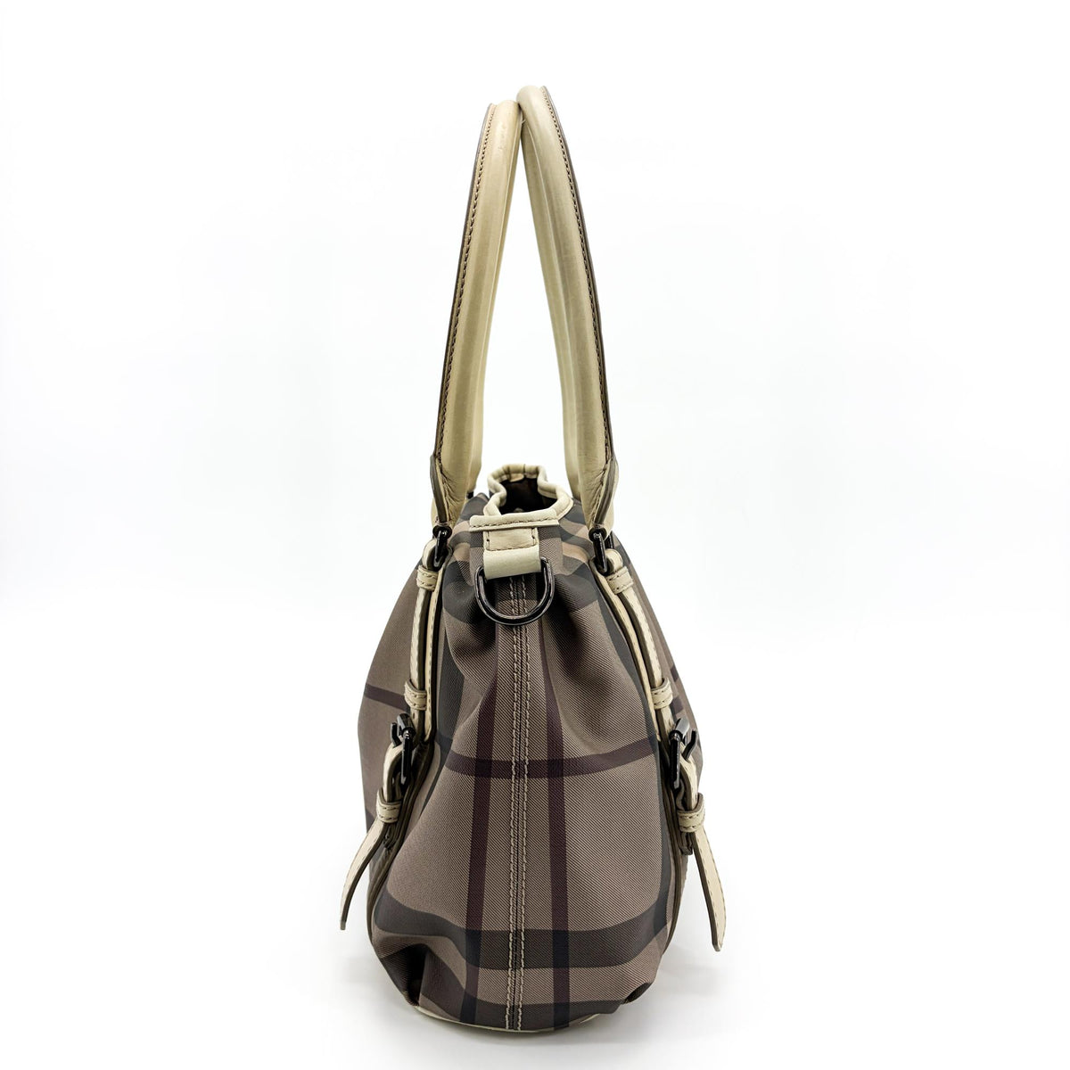 Burberry Manor Quilted Leather Black Canvas Handbag (Pre-Owned)