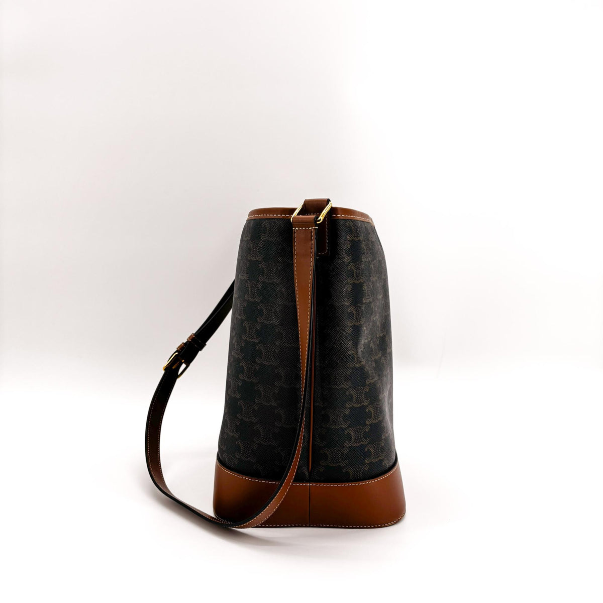 Celine Bucket Triomphe Coated Canvas Black Canvas Shoulder Bag Bag (Pre-Owned)