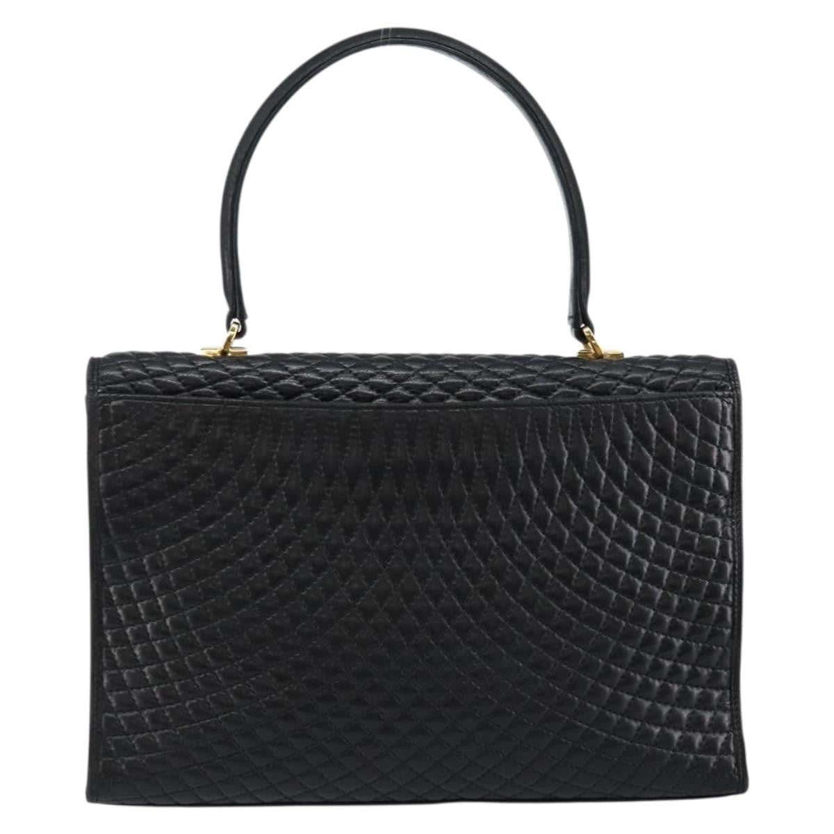 Bally Vintage Flap Quilted Leather Black Leather Handbag (Pre-Owned)