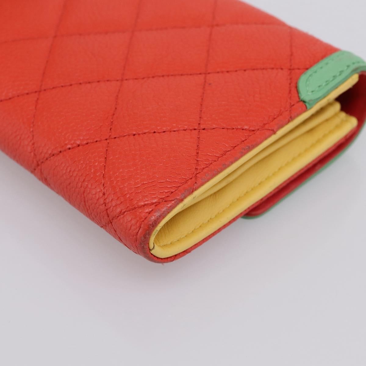 Chanel Filigree Flap Quilted Caviar Red Leather Wallets Accessory (Pre-Owned)