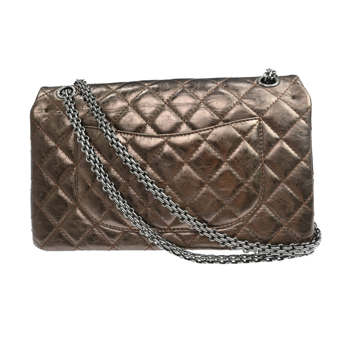 Chanel Reissue 2.55 Flap Quilted Metallic Aged Calfskin Brown Leather Handbag (Pre-Owned)