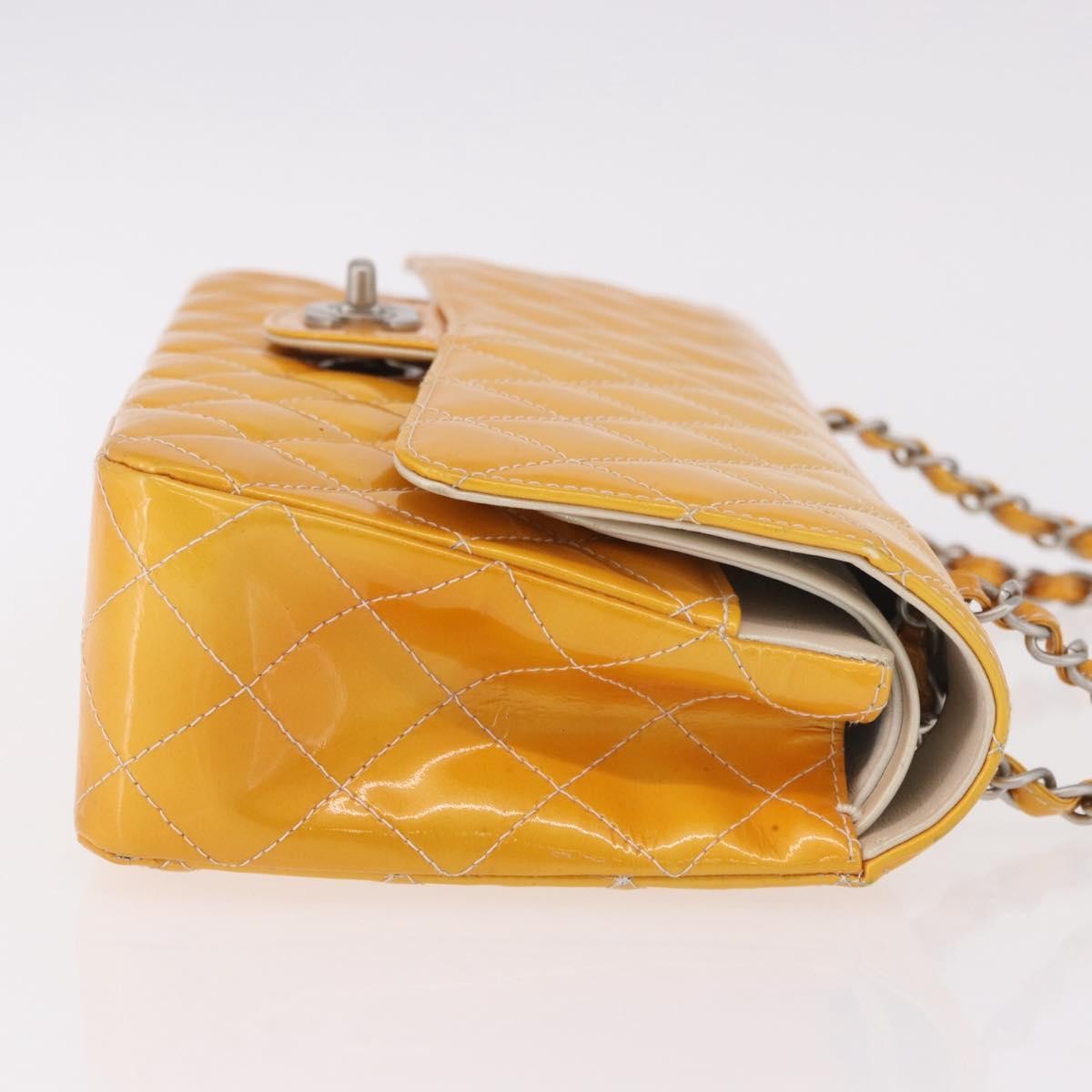 Chanel Timeless - Classic Double Flap Quilted Patent Yellow Patent_Leather Shoulder Bag Bag (Pre-Owned)