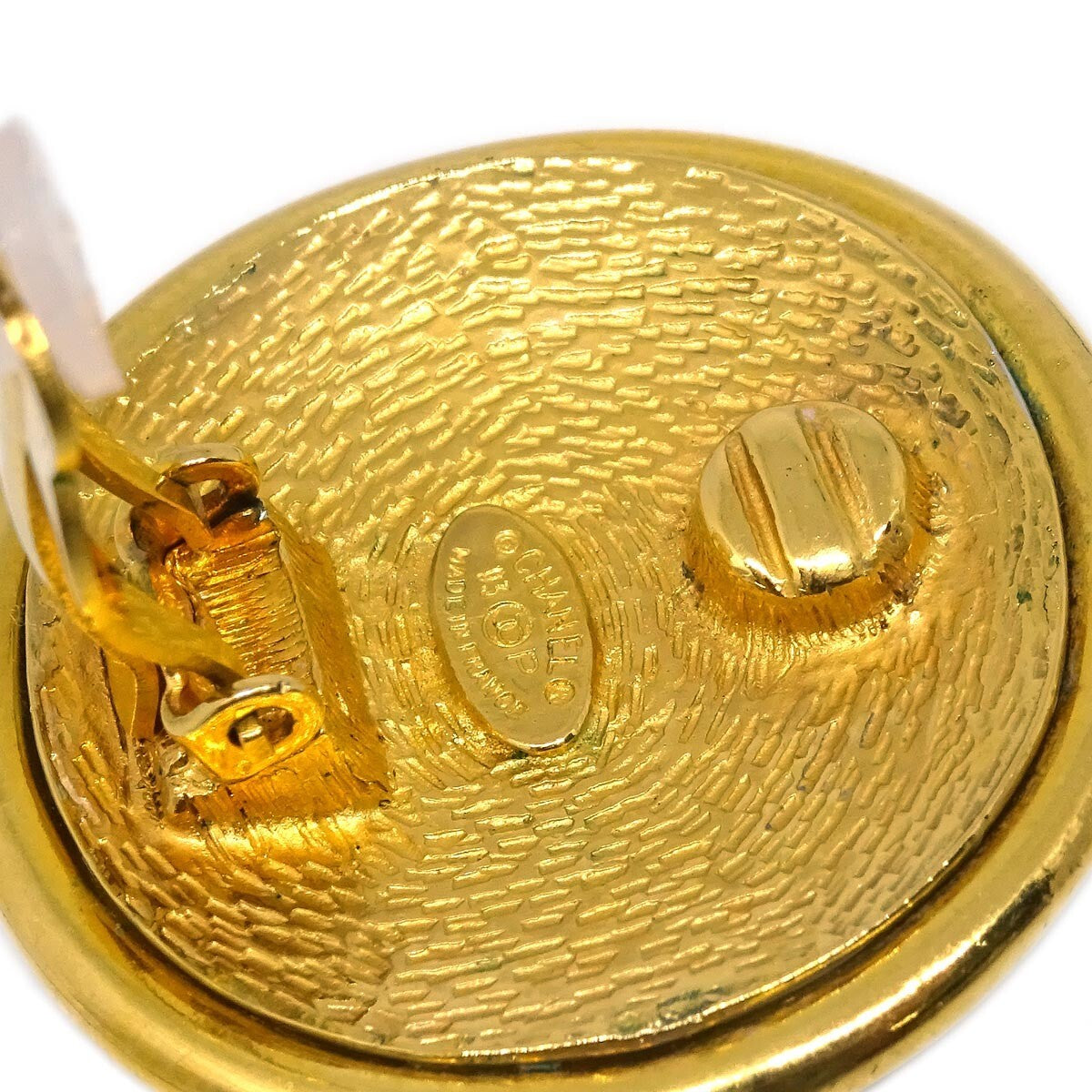 Chanel Cc Round Metal Gold Gold_Plated Earrings Jewelry (Pre-Owned)