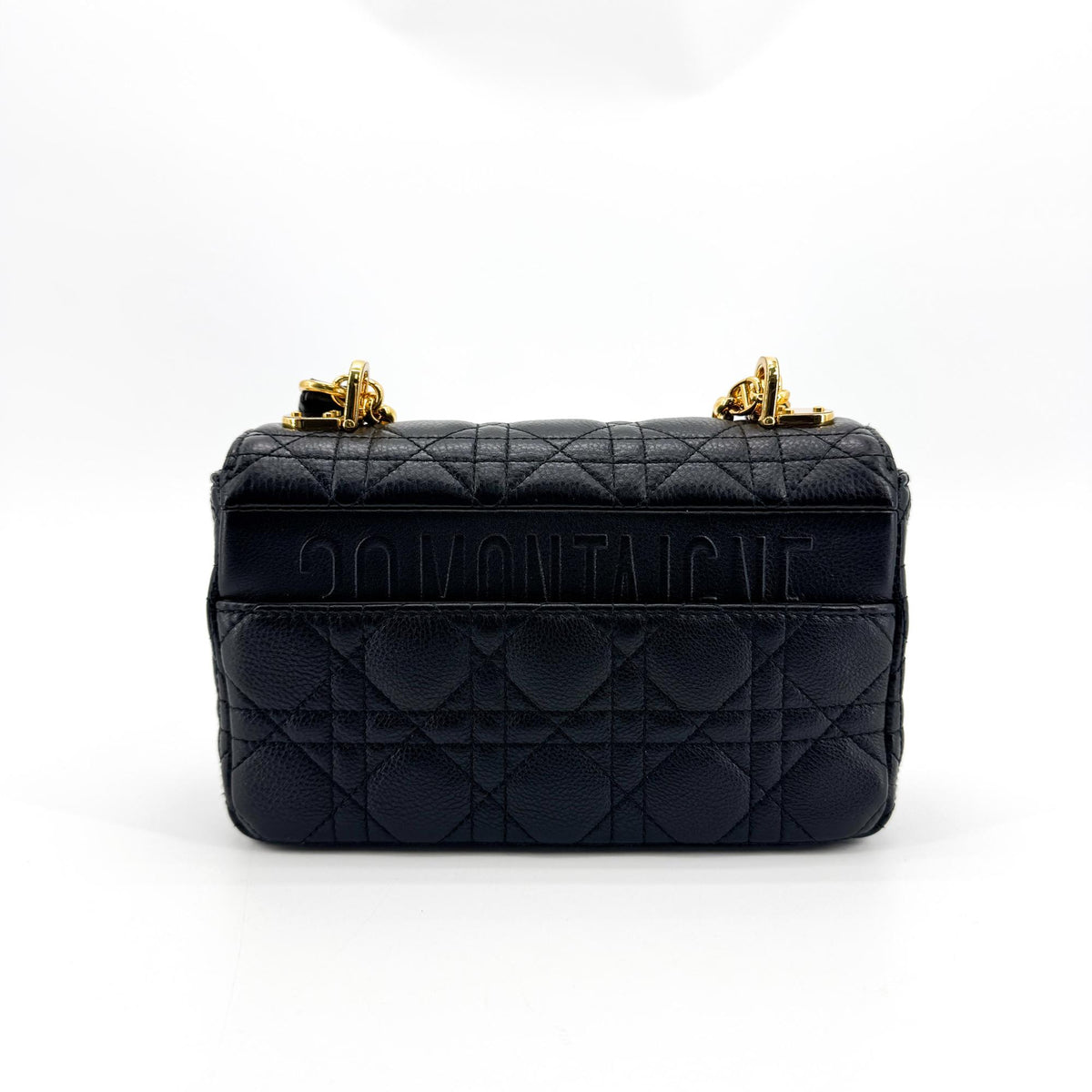 Christian Dior Caro Cannage Quilt Calfskin Black Leather Handbag (Pre-Owned)