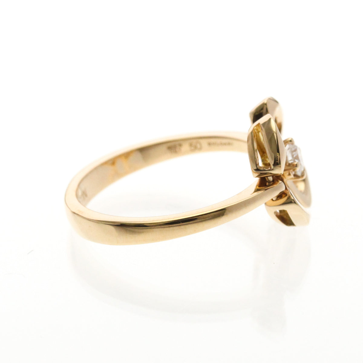 Bvlgari Fiorever 18K White Gold And Pave Diamonds Gold Pink_Gold Ring Jewelry (Pre-Owned)