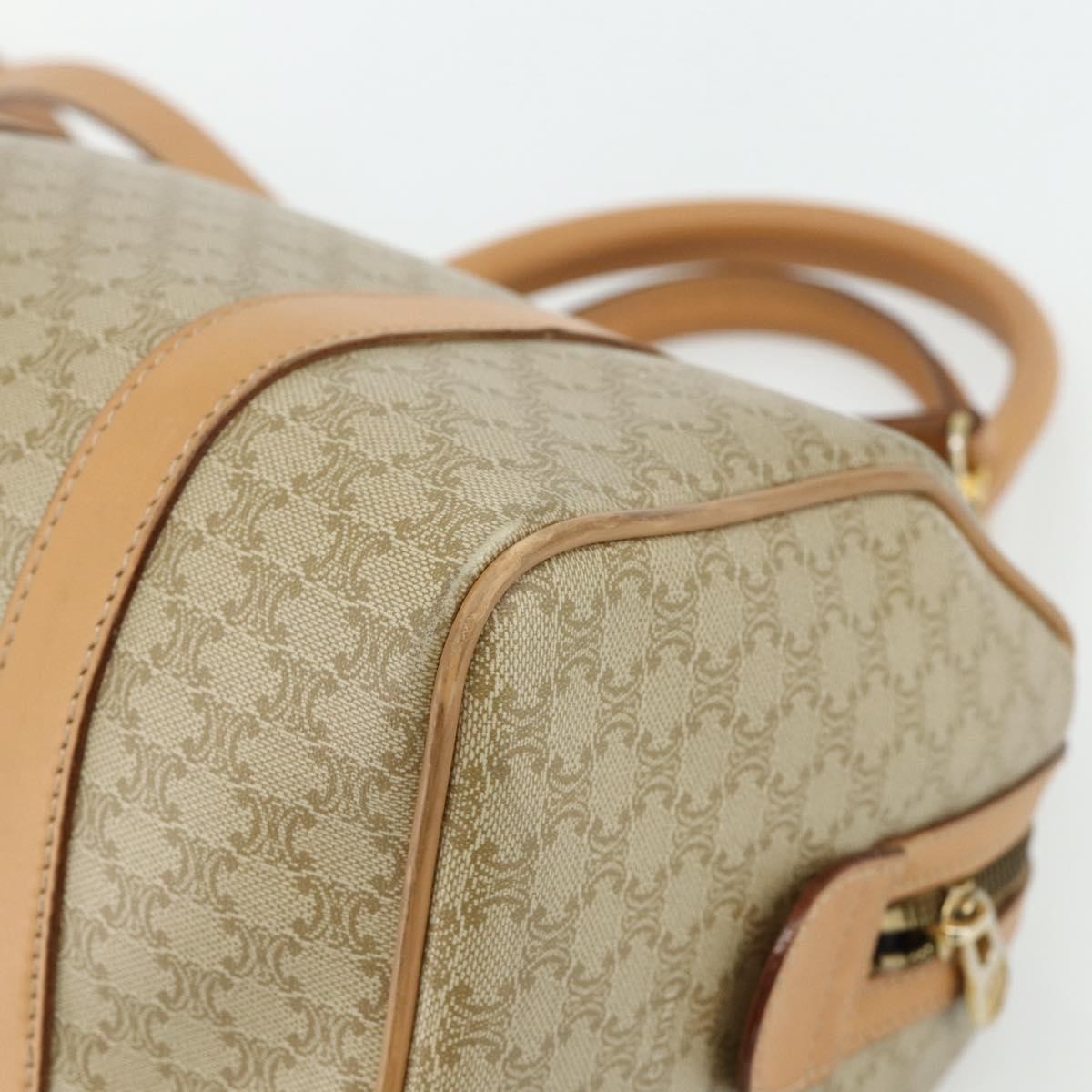 Celine Boston Triomphe Coated Canvas Beige Pvc Handbag (Pre-Owned)