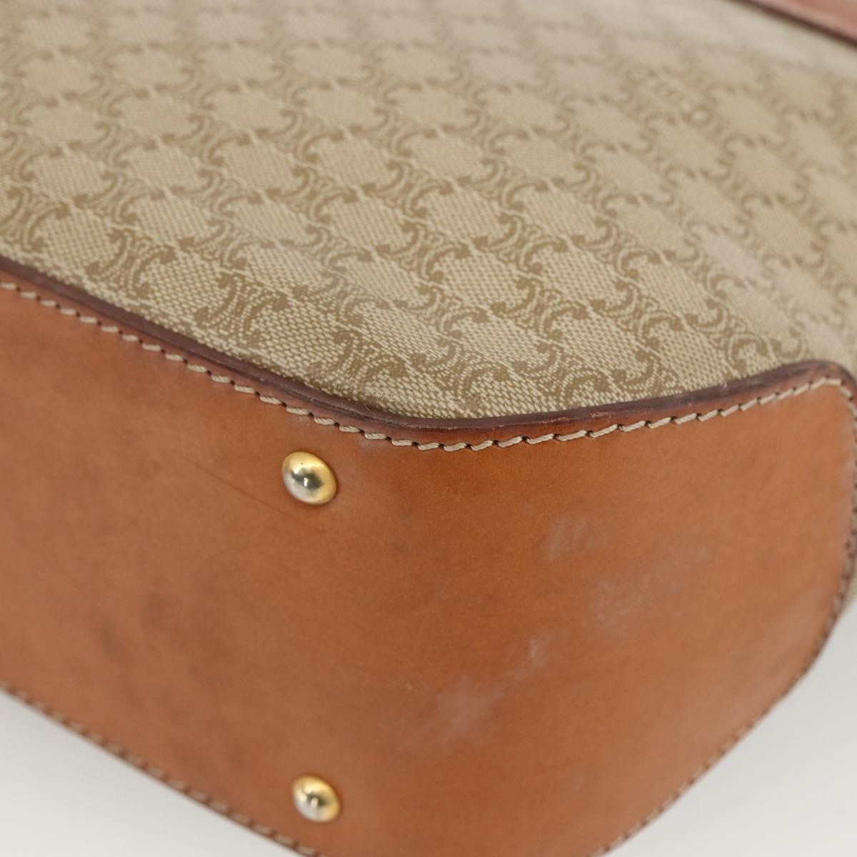 Celine Vintage Macadam Canvas And Leather Beige Canvas Handbag (Pre-Owned)