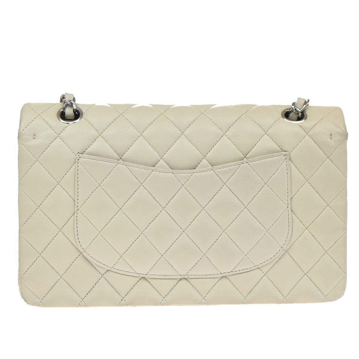 Chanel Vintage Classic Double Flap Quilted Caviar White Leather Shoulder Bag Bag (Pre-Owned)