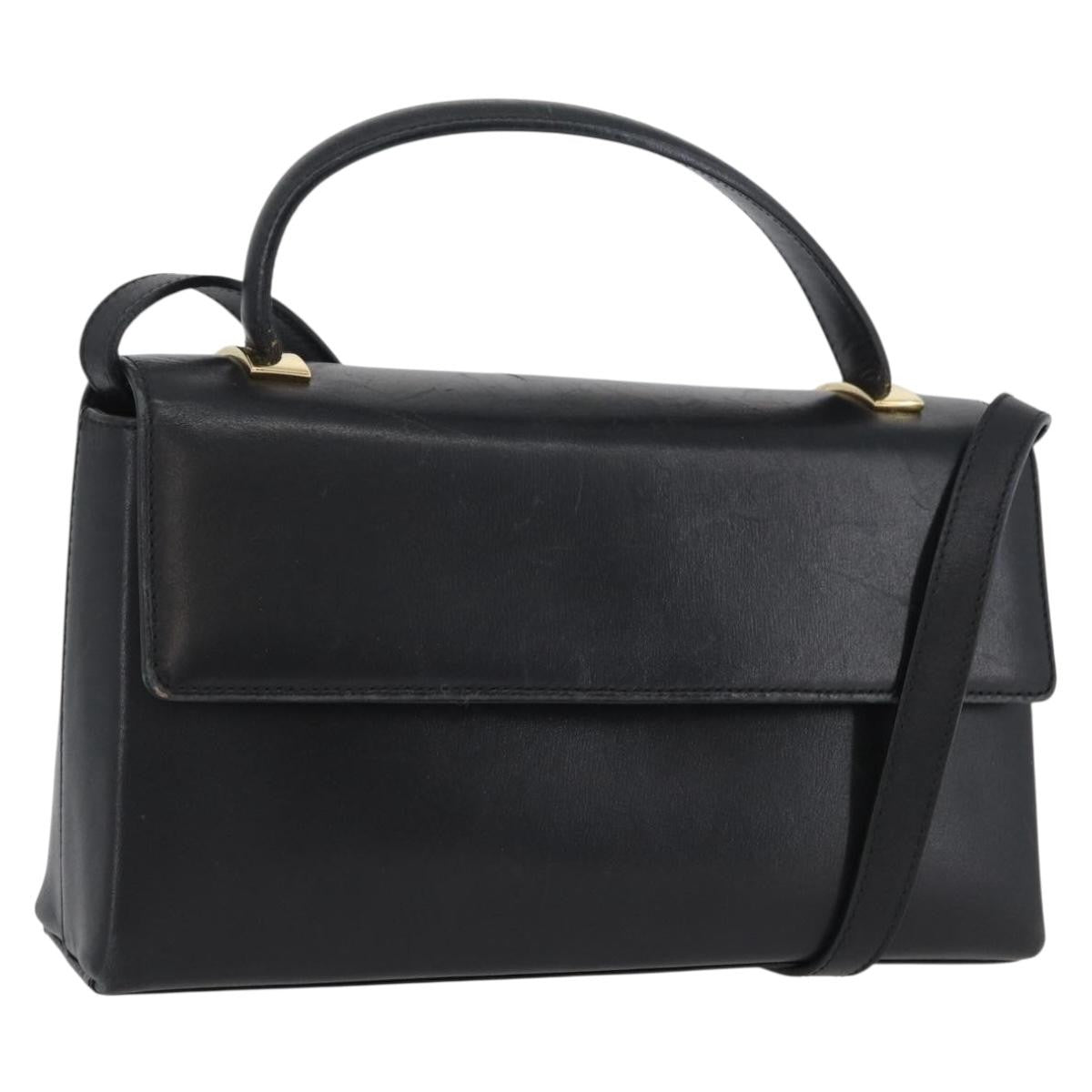 Salvatore Ferragamo Vintage Leather Black Leather Handbag (Pre-Owned)