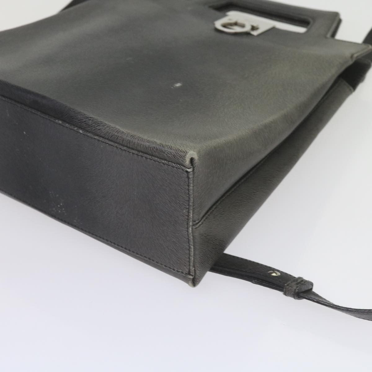 Salvatore Ferragamo Gancini Leather Gray Leather Handbag (Pre-Owned)
