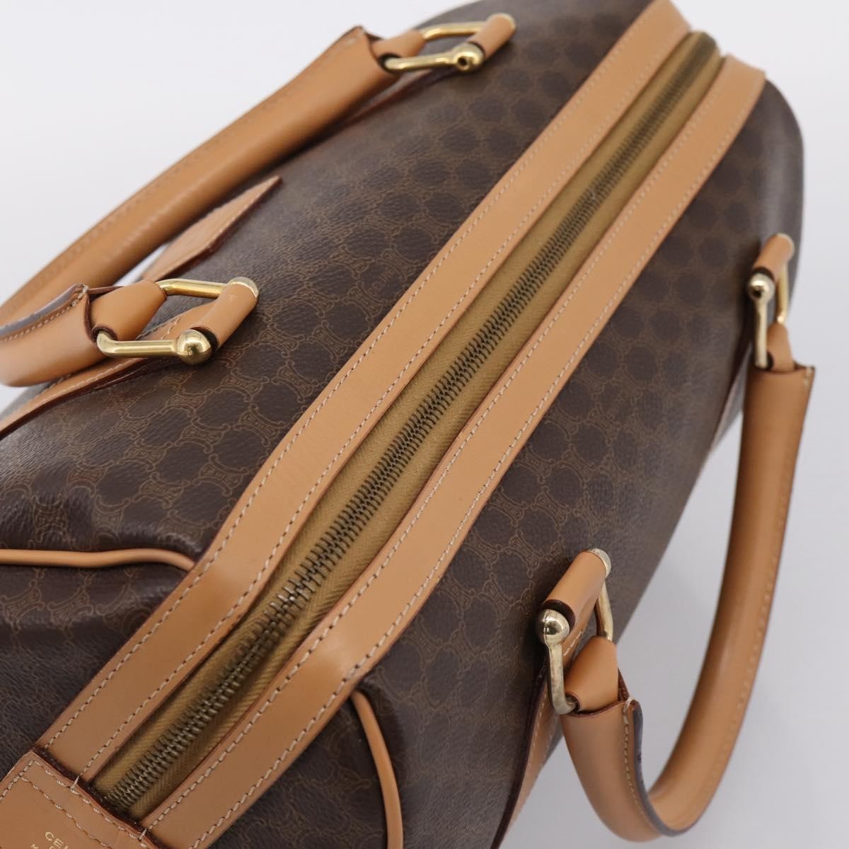 Celine Boston Triomphe Xl Coated Canvas Brown Pvc Handbag (Pre-Owned)