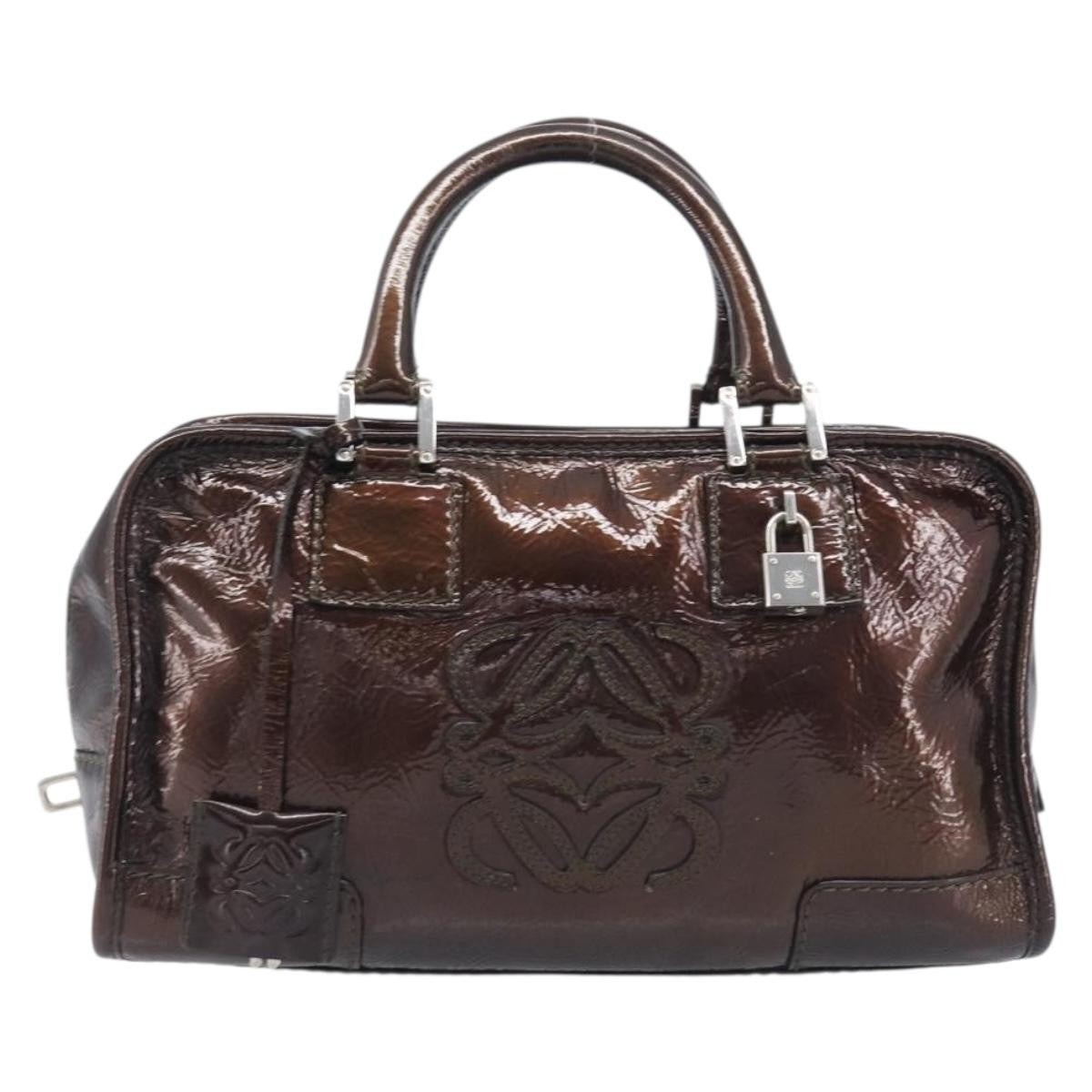 Loewe Amazona Patent Brown Patent_Leather Handbag (Pre-Owned)