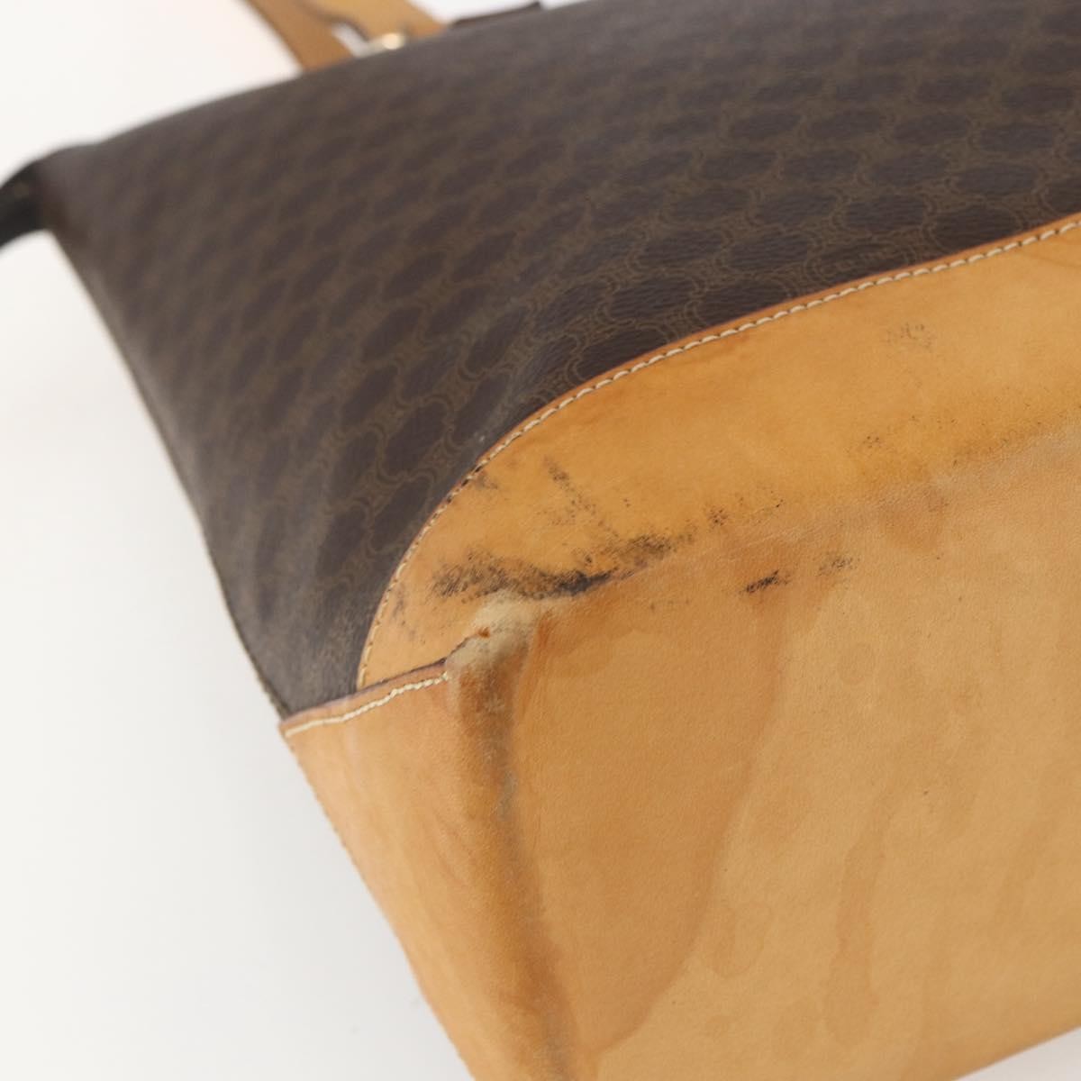 Celine Vintage Macadam Canvas And Leather Brown Canvas Tote Bag Bag (Pre-Owned)