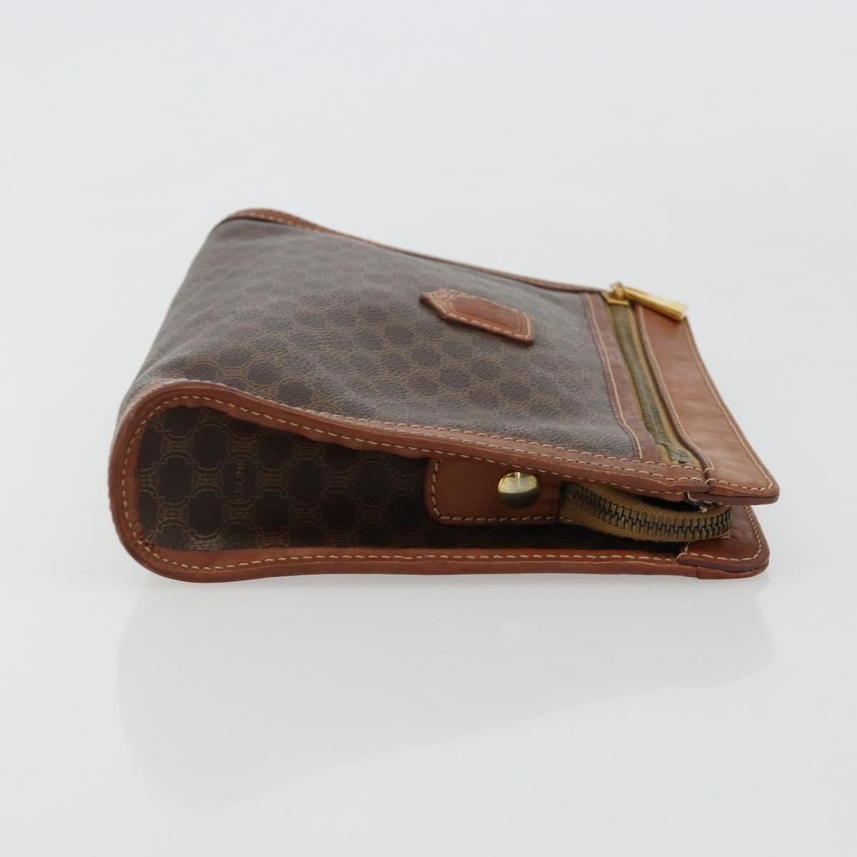 Celine Logo Triomphe Canvas And Leather Brown Canvas Clutche & Pouche Bag (Pre-Owned)
