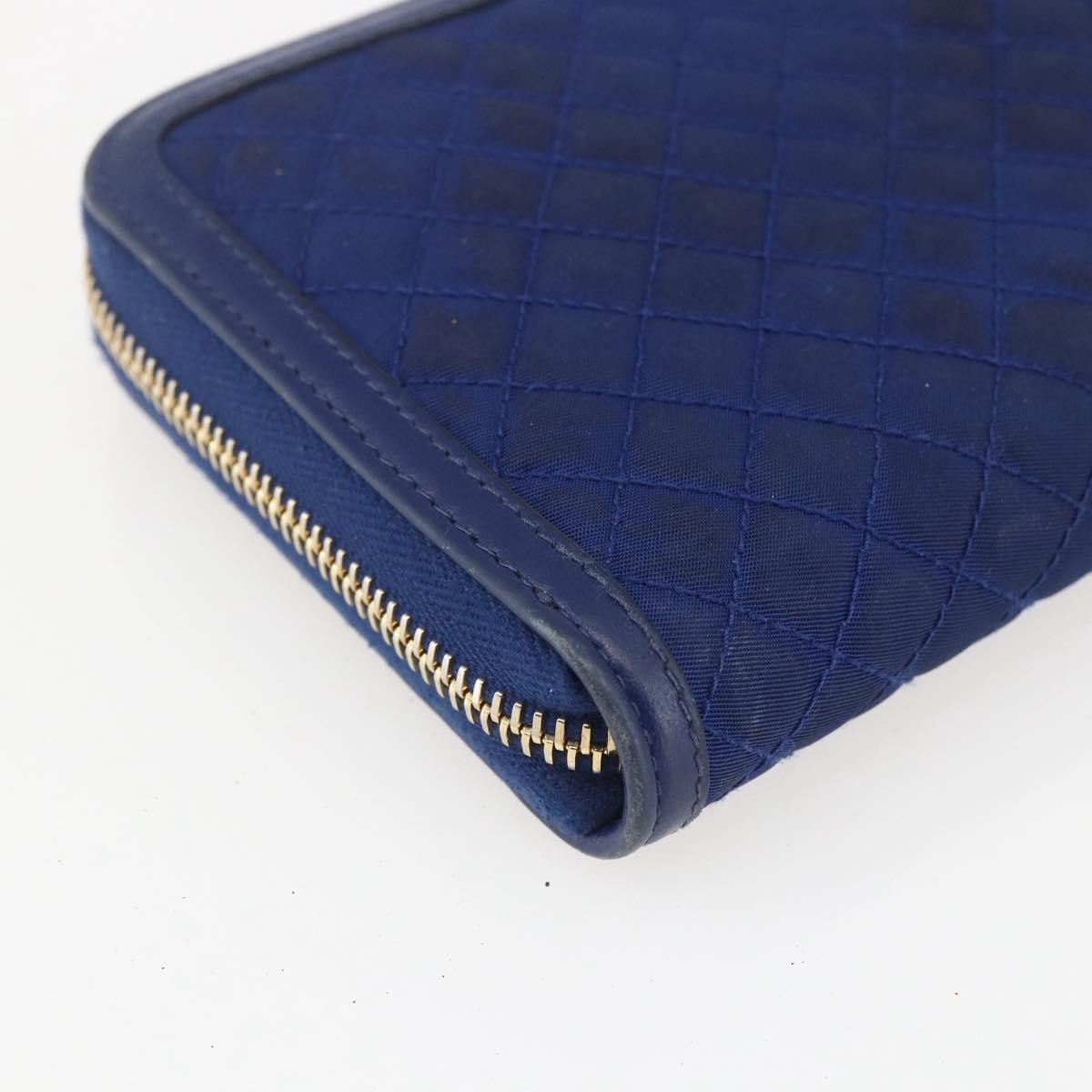 Prada Zip Around Organizer Saffiano Leather With Applique Blue Leather Wallets Accessory (Pre-Owned)