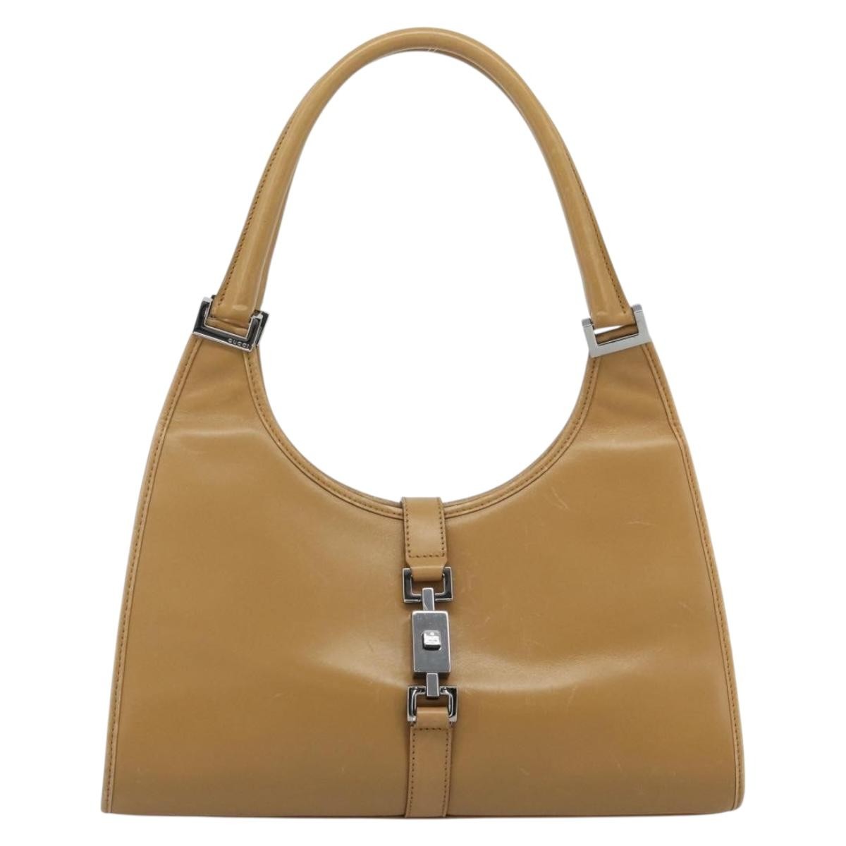 Gucci Jackie O Leather Beige Leather Handbag (Pre-Owned)