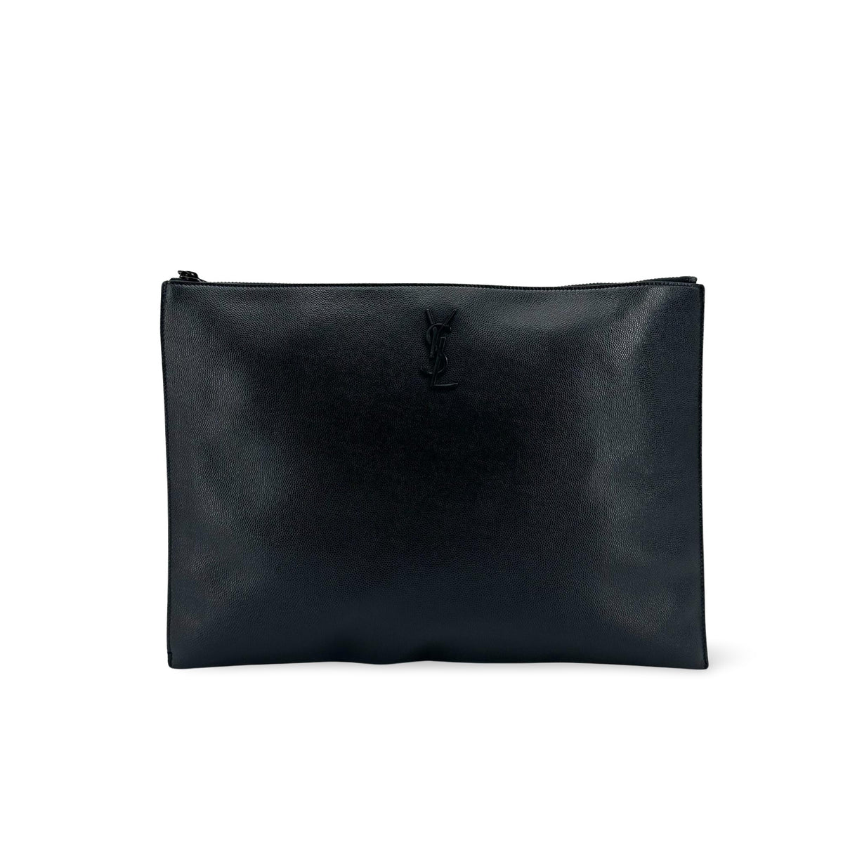 Saint Laurent Zipped Document Holder Leather Black Leather Briefcase Bag (Pre-Owned)