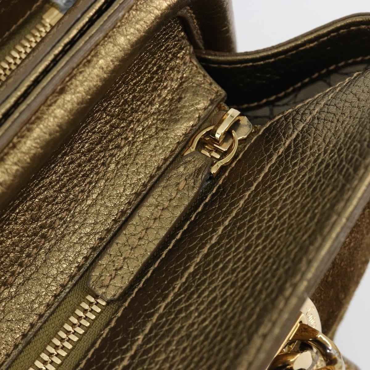 Cartier Chain Ladonia Shoulder Leather Gold Suede Tote Bag Bag (Pre-Owned)