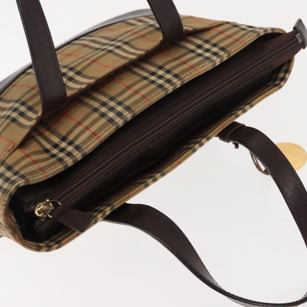 Burberry Nova Check Tote Canvas And Leather Beige Canvas Handbag (Pre-Owned)