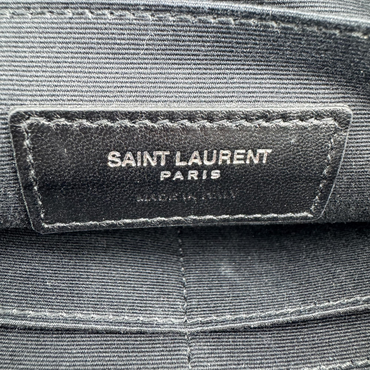 Saint Laurent Classic Monogram Wristlet Leather Black Calfskin Clutche & Pouche Bag (Pre-Owned)