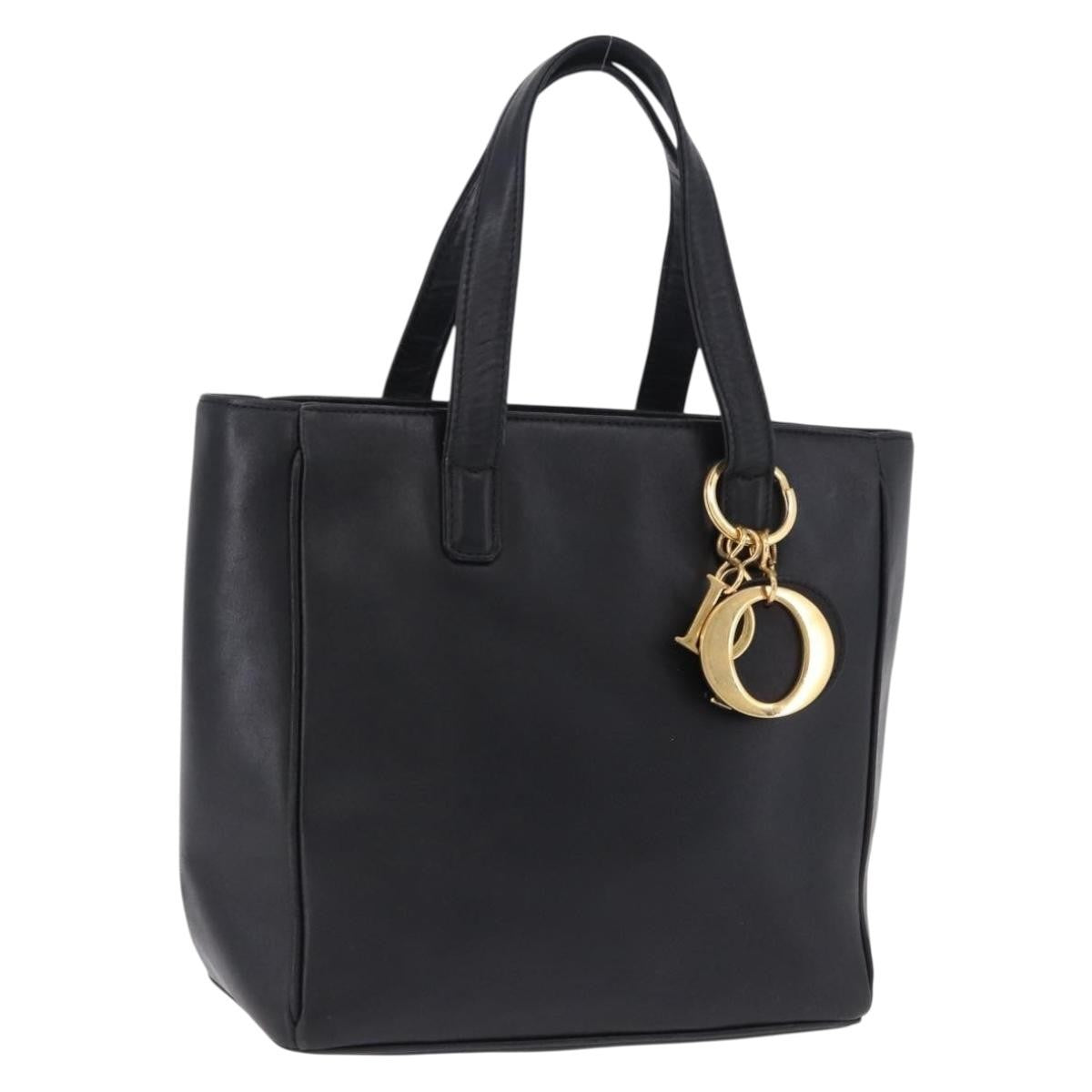 Christian Dior Vintage Tote Leather Black Leather Tote Bag Bag (Pre-Owned)