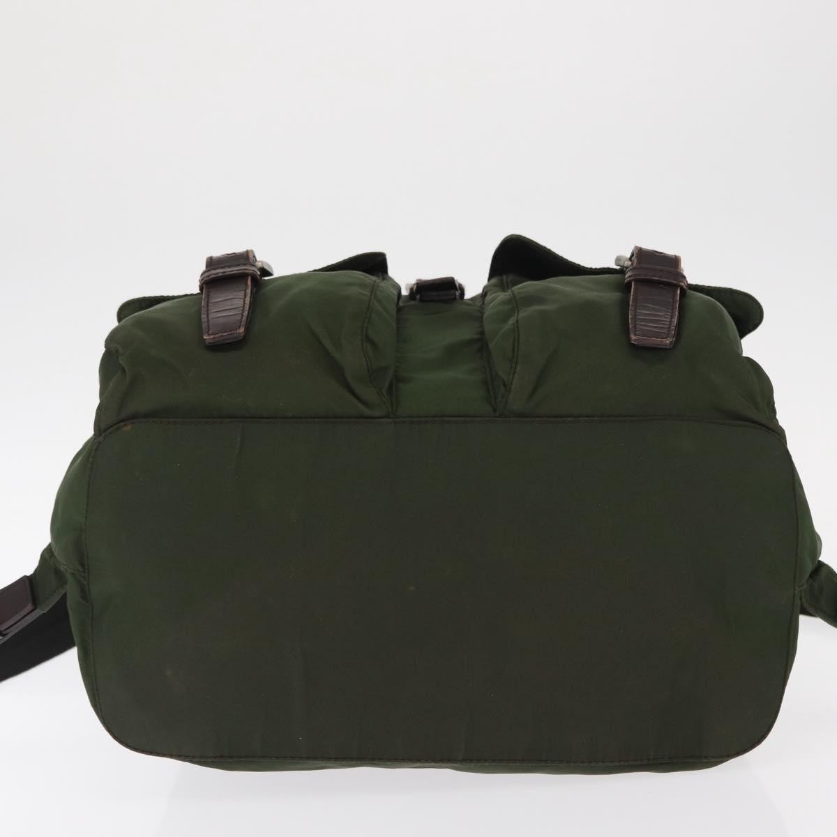 Prada Double Front Pocket Tessuto Khaki Nylon Backpack Bag (Pre-Owned)