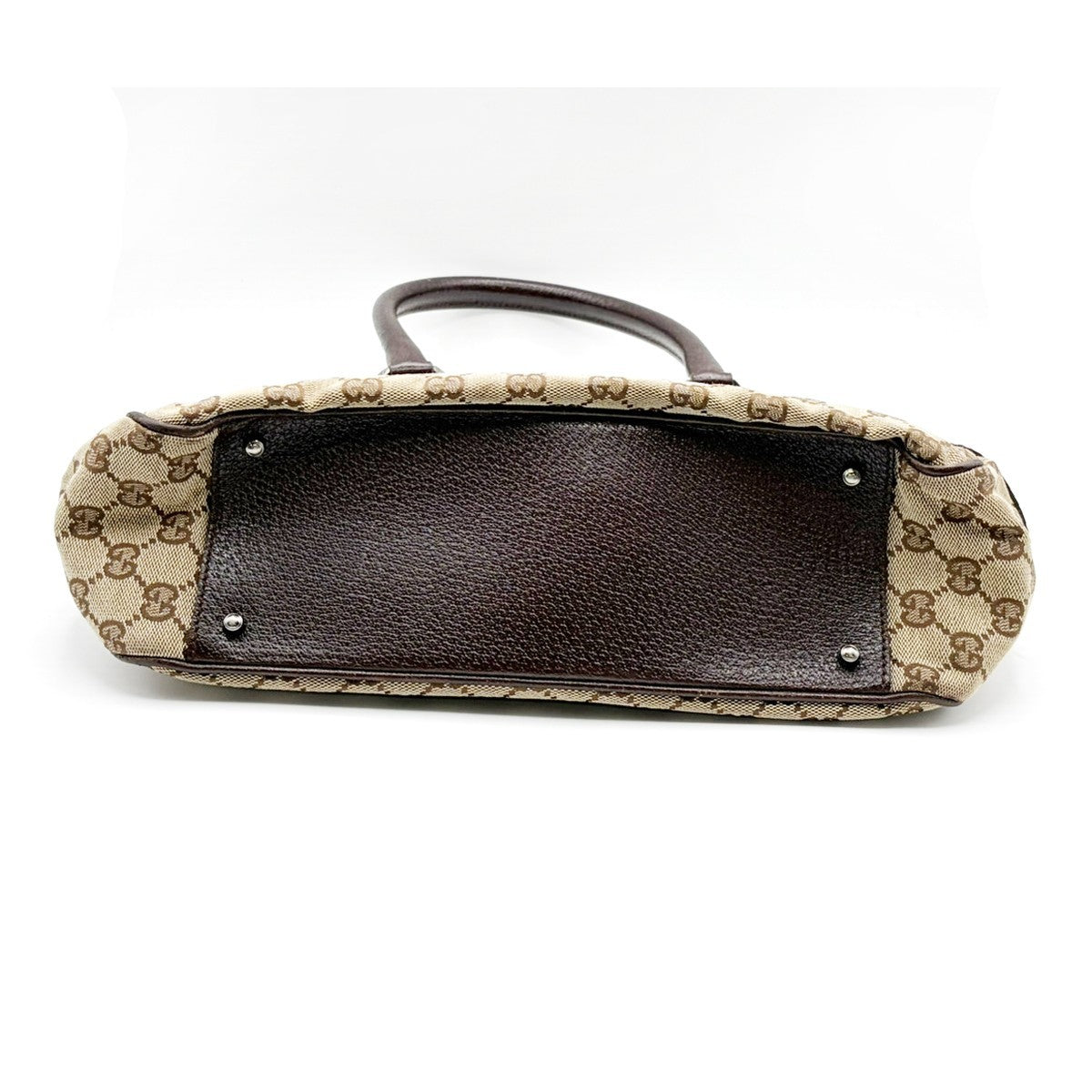 Gucci Vintage Ring Tote Gg Canvas With Leather Brown Canvas Tote Bag Bag (Pre-Owned)