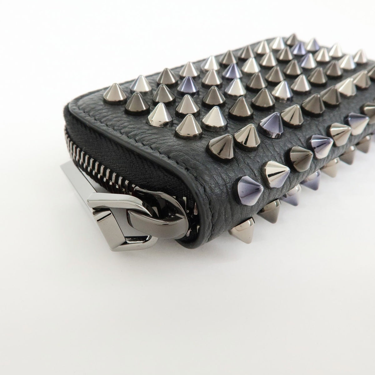 Christian Louboutin Panettone Coin Purse Spiked Leather Black Leather Wallets Accessory (Pre-Owned)