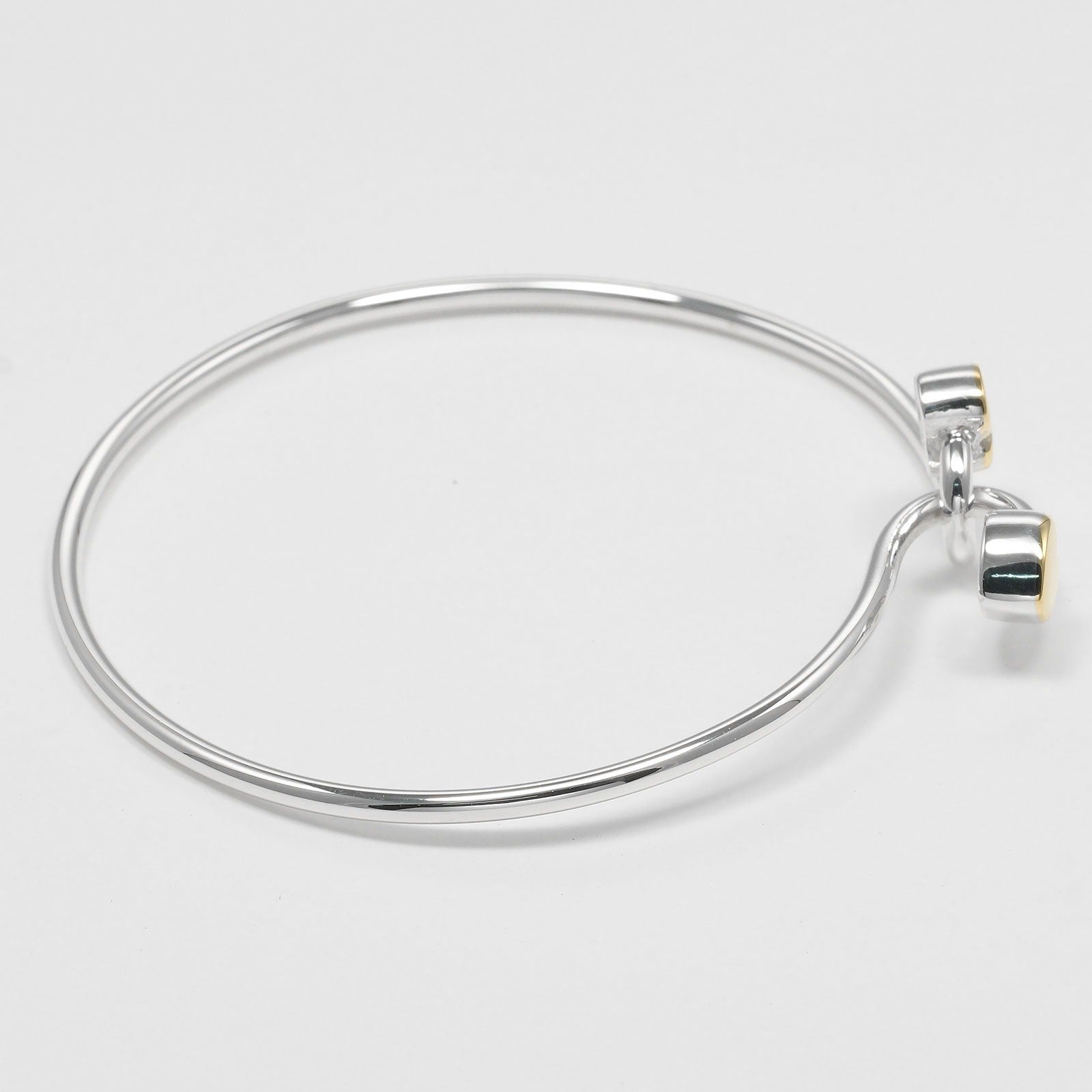 Tiffany & Co. Double Heart Lock Bangle Sterling Silver With 18K Yellow Gold Silver Silver Bracelet Jewelry (Pre-Owned)