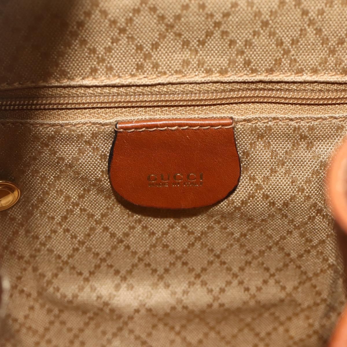 Gucci Vintage Bamboo Leather Brown Leather Backpack Bag (Pre-Owned)