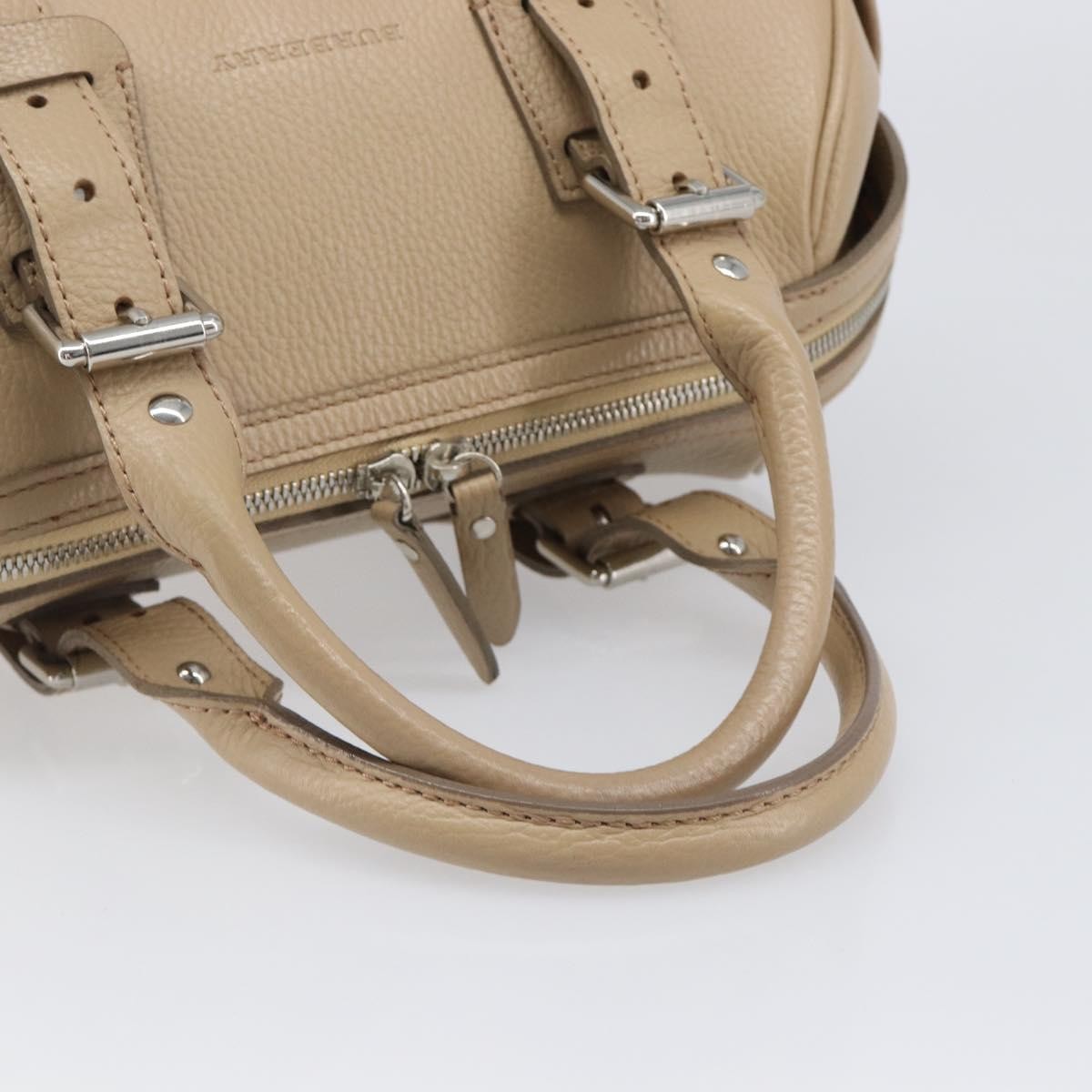 Burberry Belted Boston Leather Beige Leather Handbag (Pre-Owned)