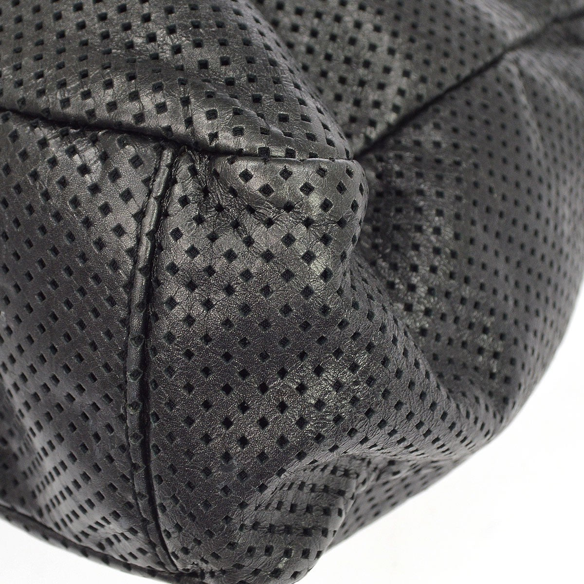Chanel Rodeo Drive Hobo Perforated Leather Black Leather Shoulder Bag Bag (Pre-Owned)
