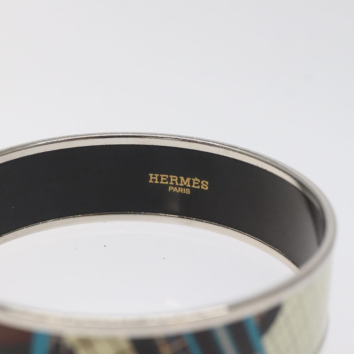 Hermes Caleche Bangle Enamel Blue Metal Bracelet Jewelry (Pre-Owned)