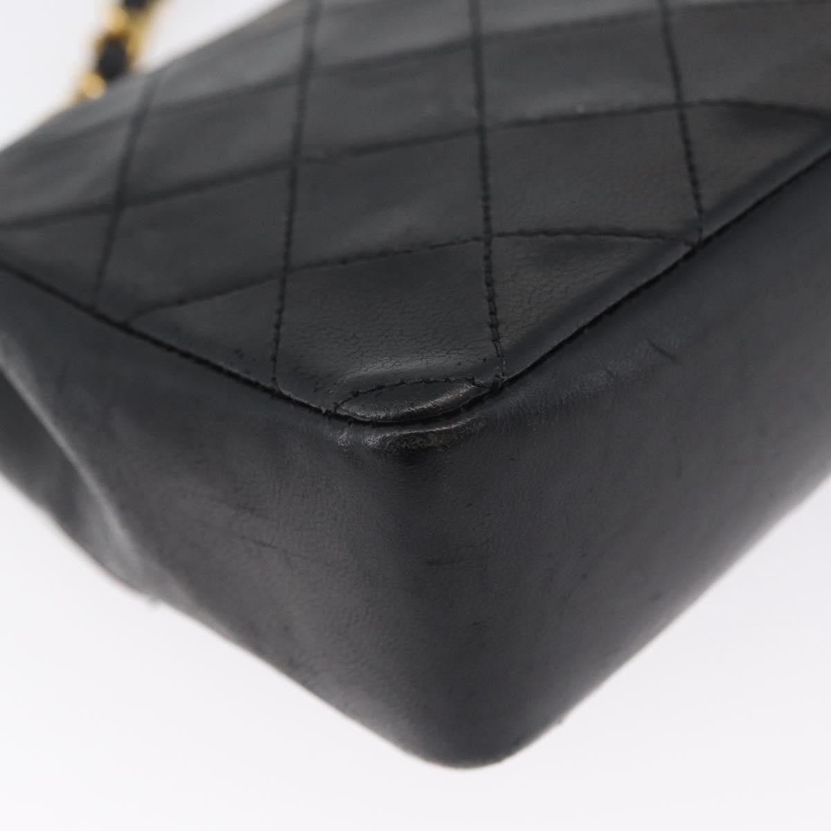 Chanel Vintage Square Cc Flap Quilted Lambskin Black Leather Shoulder Bag Bag (Pre-Owned)